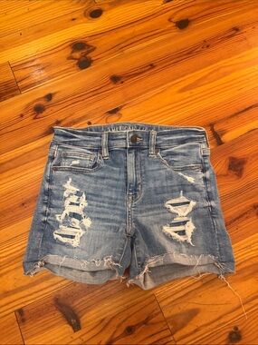 American Eagle Outfitters Light Blue Ripped Jean Shorts